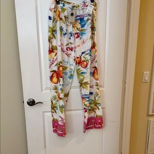 Tropical Print Straight Leg Pants